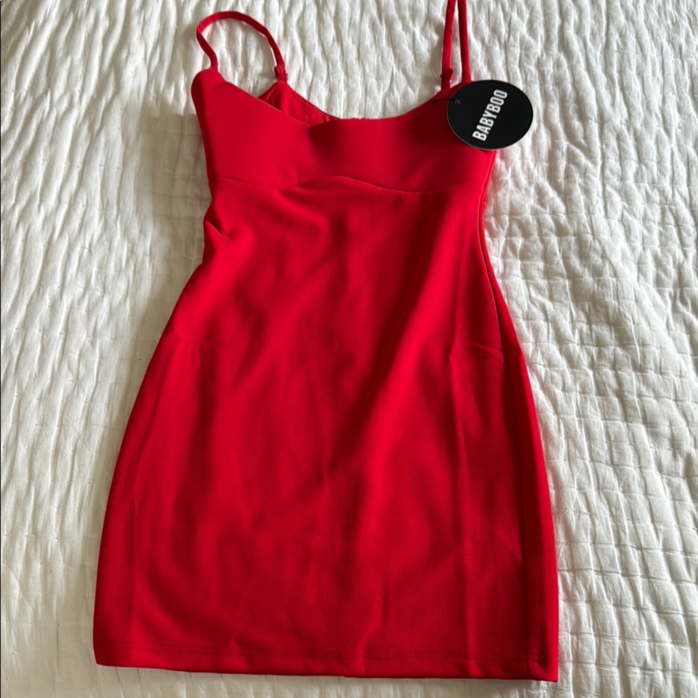 Babyboo Red Spaghetti Strap Mini Bodycon Dress